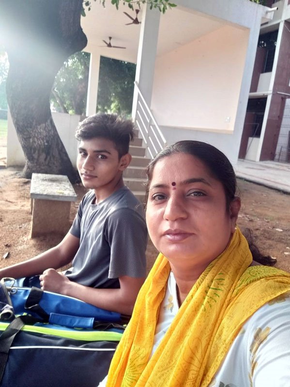 Uma devi with her son